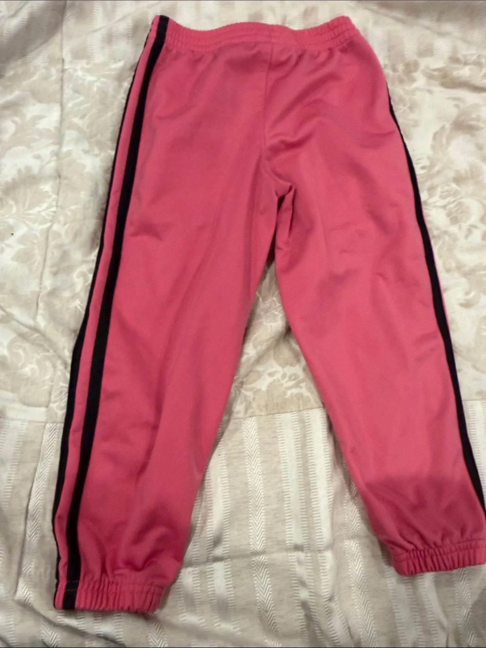 adidas Kids Hot Pink Joggers with Black Stripes